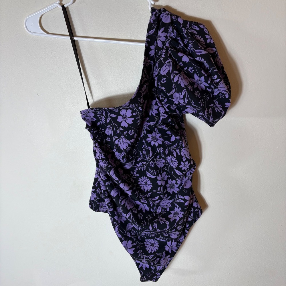 Intimately Free‎ People One Shoulder Floral Bodysuit Purple Size Medium